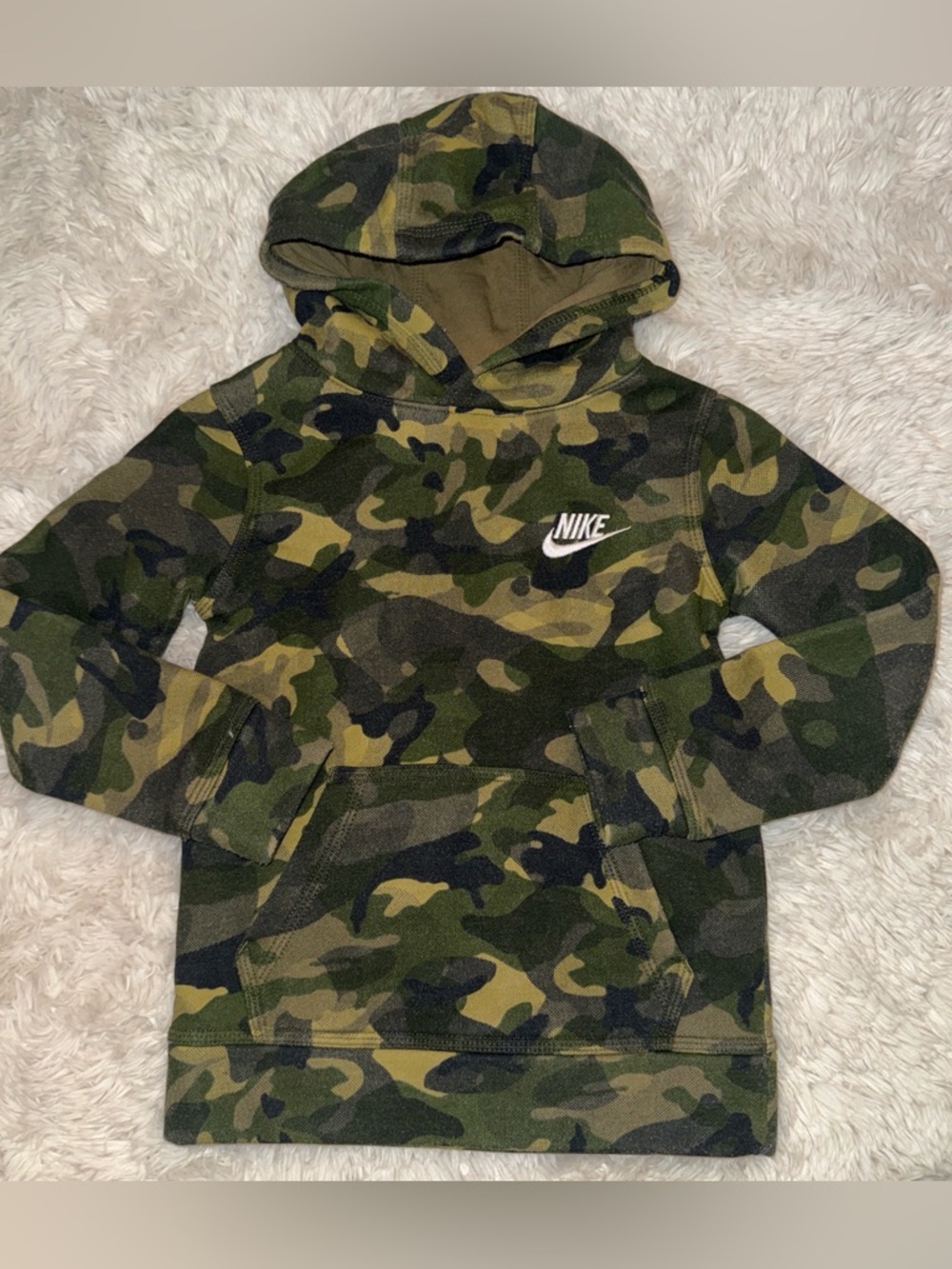 Nike Kids Camo Hoodie in Green and Black